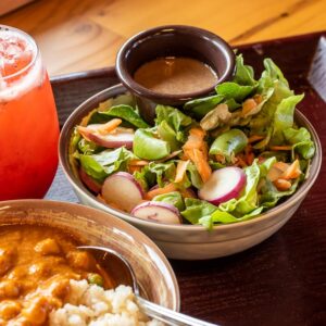 Chickpea Masala, Green Salad, and Our House Made Dressing